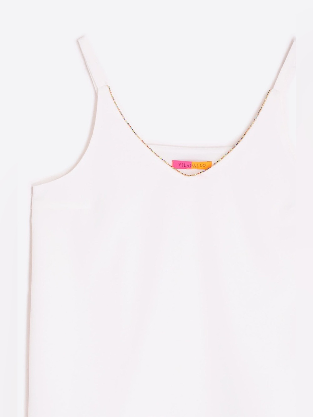 Vilagallo Zina Camisole White Crepe 32514 rhinestone edging